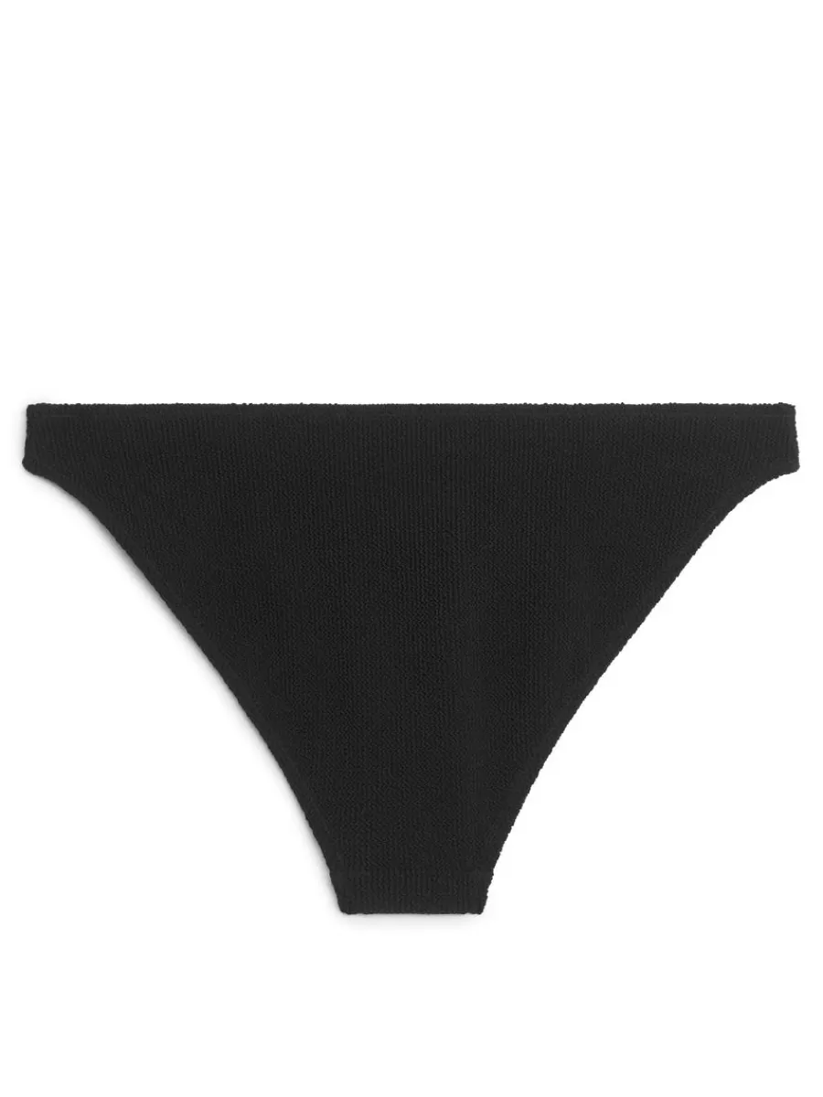 Online ARKET Low Waist Crinkle Bikini Bottom Black