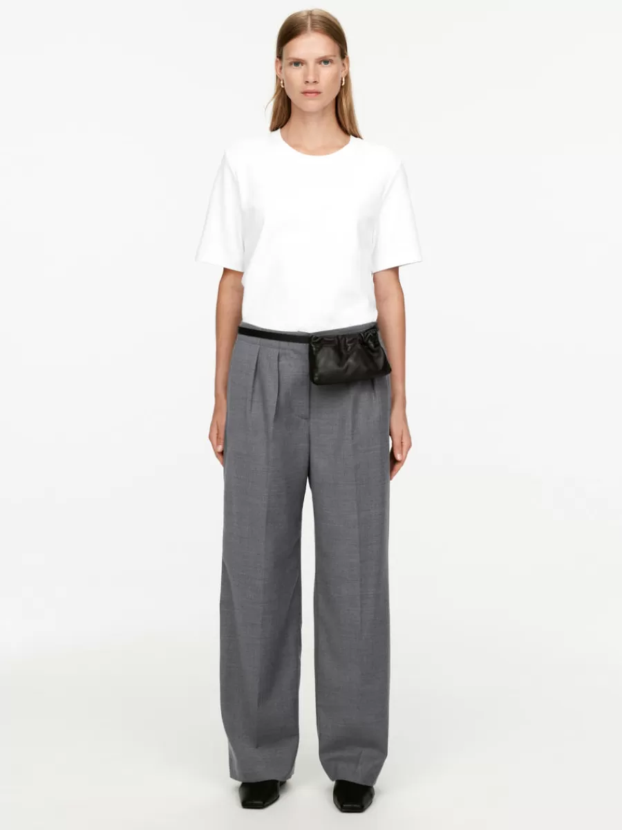 Flash Sale ARKET Low-Waist Flannel Trousers Grey Melange