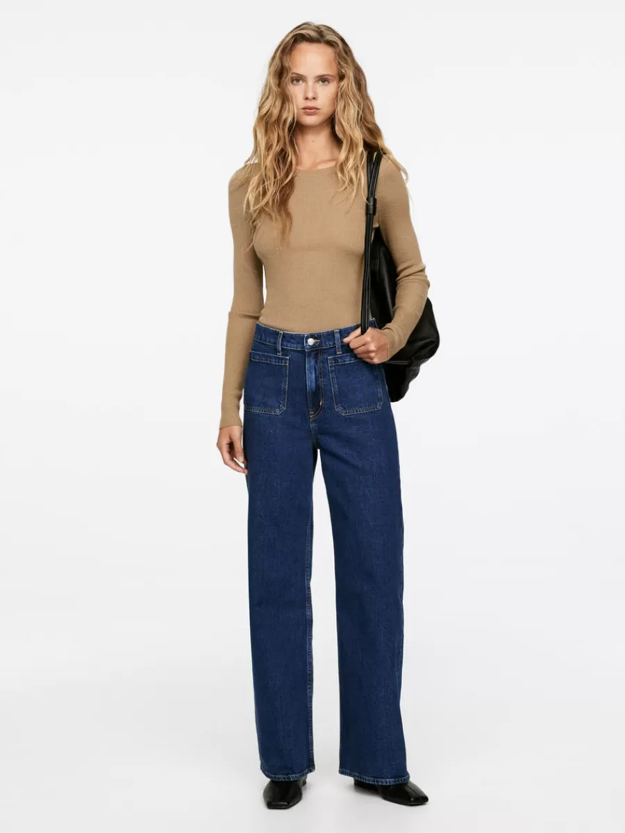 Hot ARKET LUPINE High Flared Stretch Jeans Dark Blue