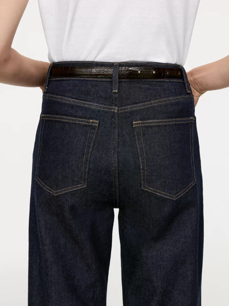 Shop ARKET LUPINE High Flared Stretch Jeans Dark Blue