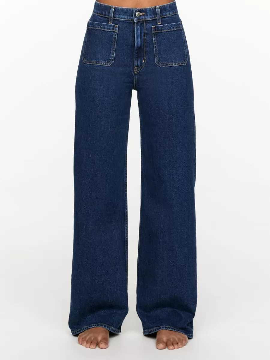 Hot ARKET LUPINE High Flared Stretch Jeans Dark Blue