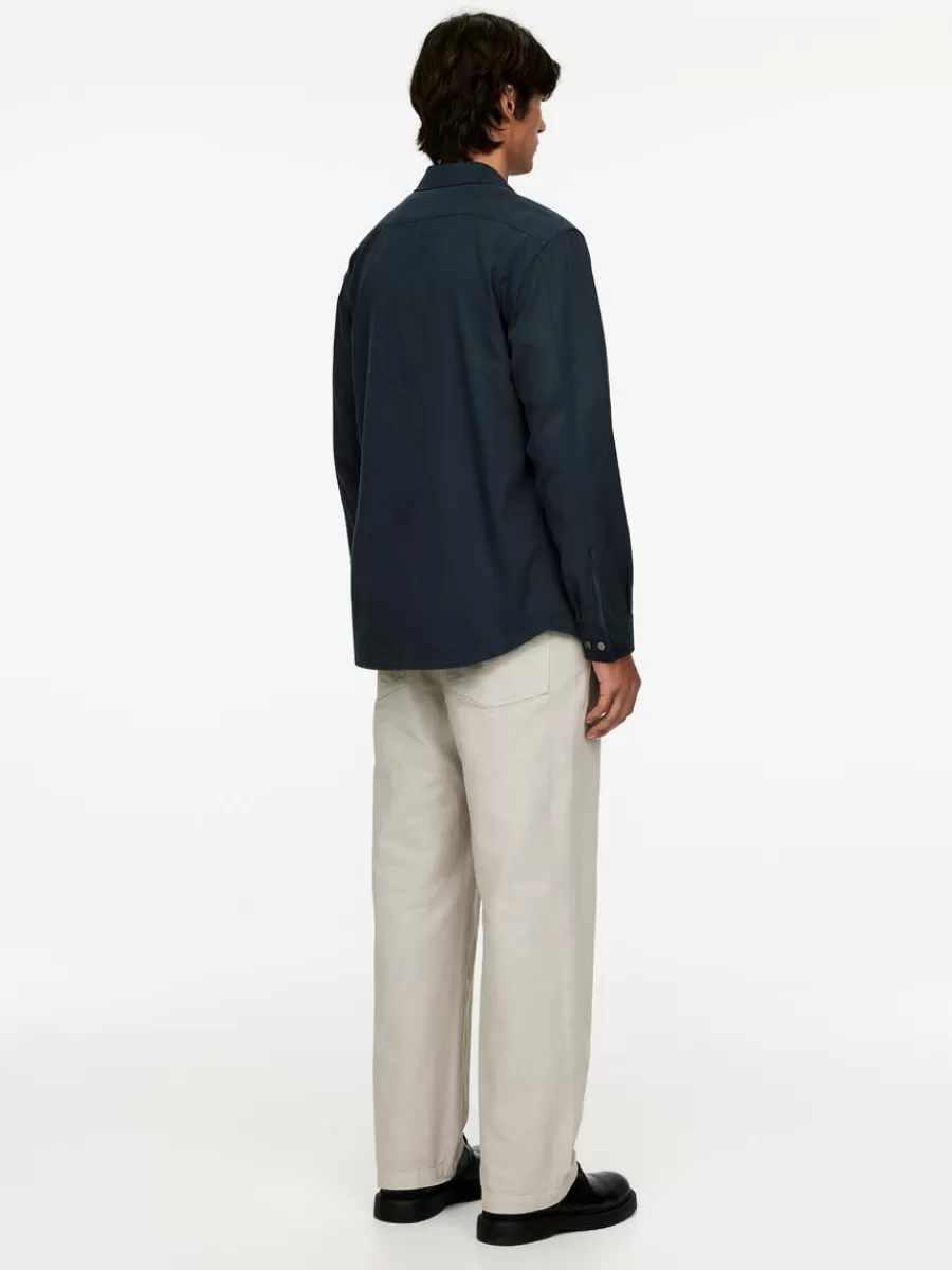 Sale ARKET Lyocell Blend Twill Shirt Dark Blue