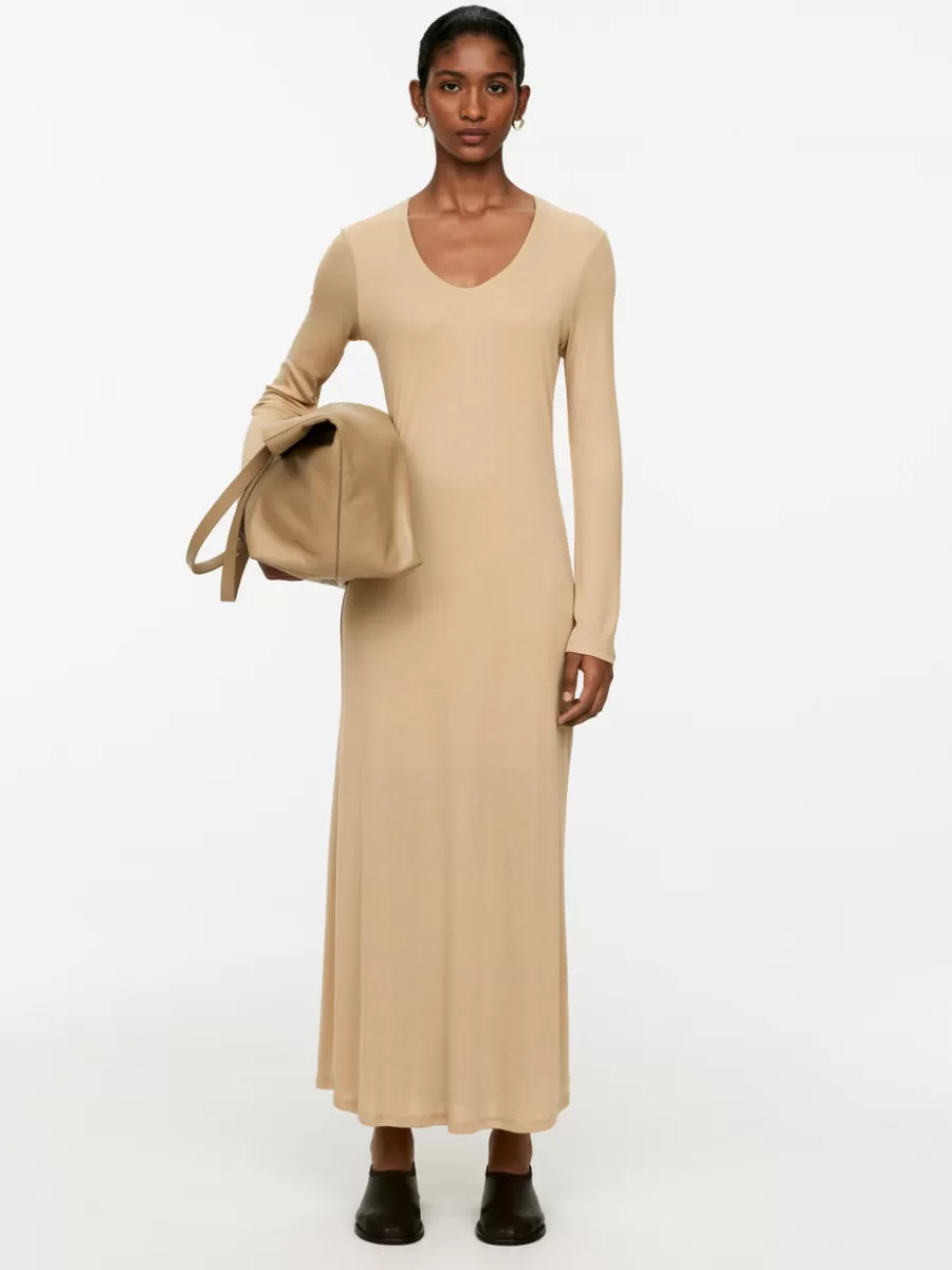 Shop ARKET Lyocell Maxi Dress Beige