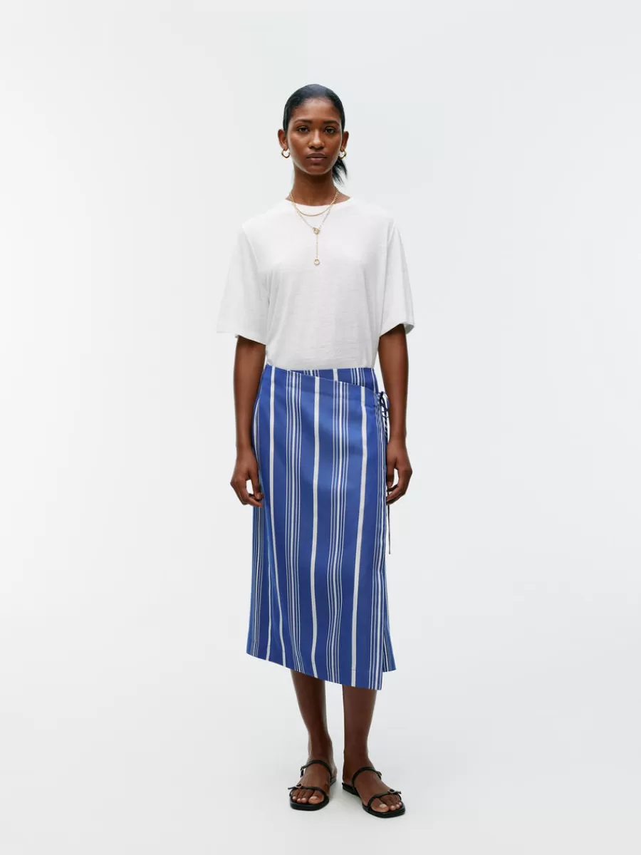 Fashion ARKET Lyocell Wrap Skirt White/Blue