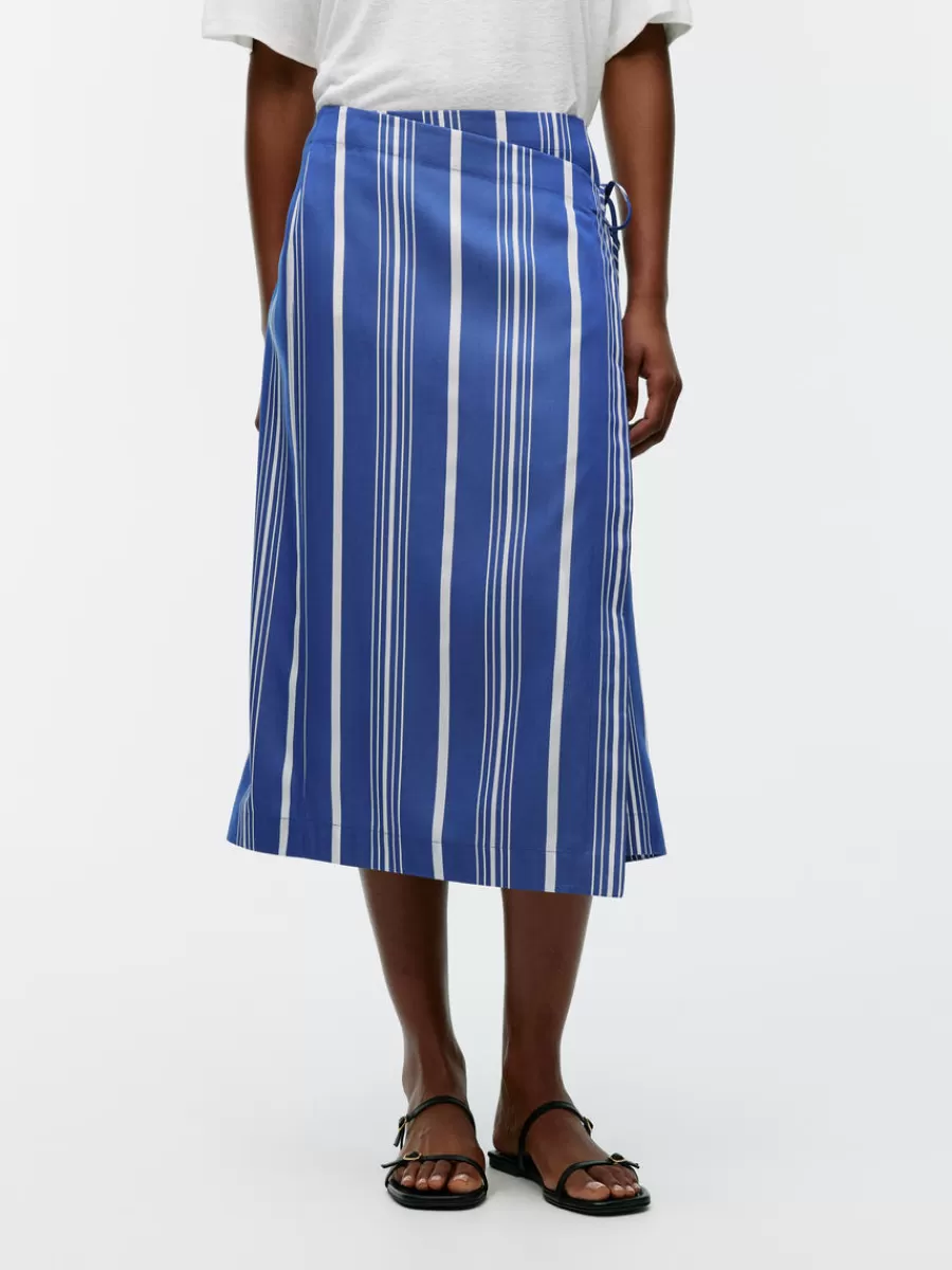 Fashion ARKET Lyocell Wrap Skirt White/Blue