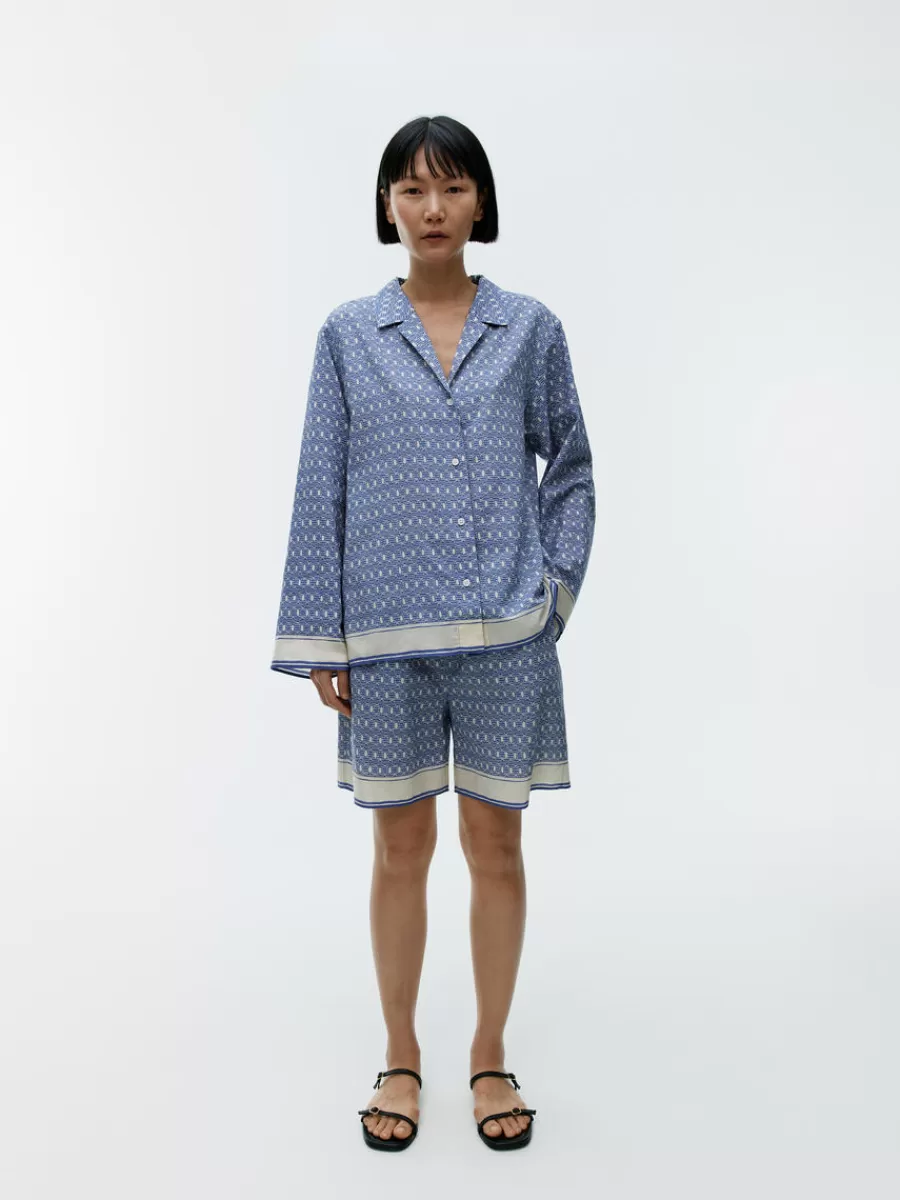 Hot ARKET Lyocell-Cotton Shorts Blue