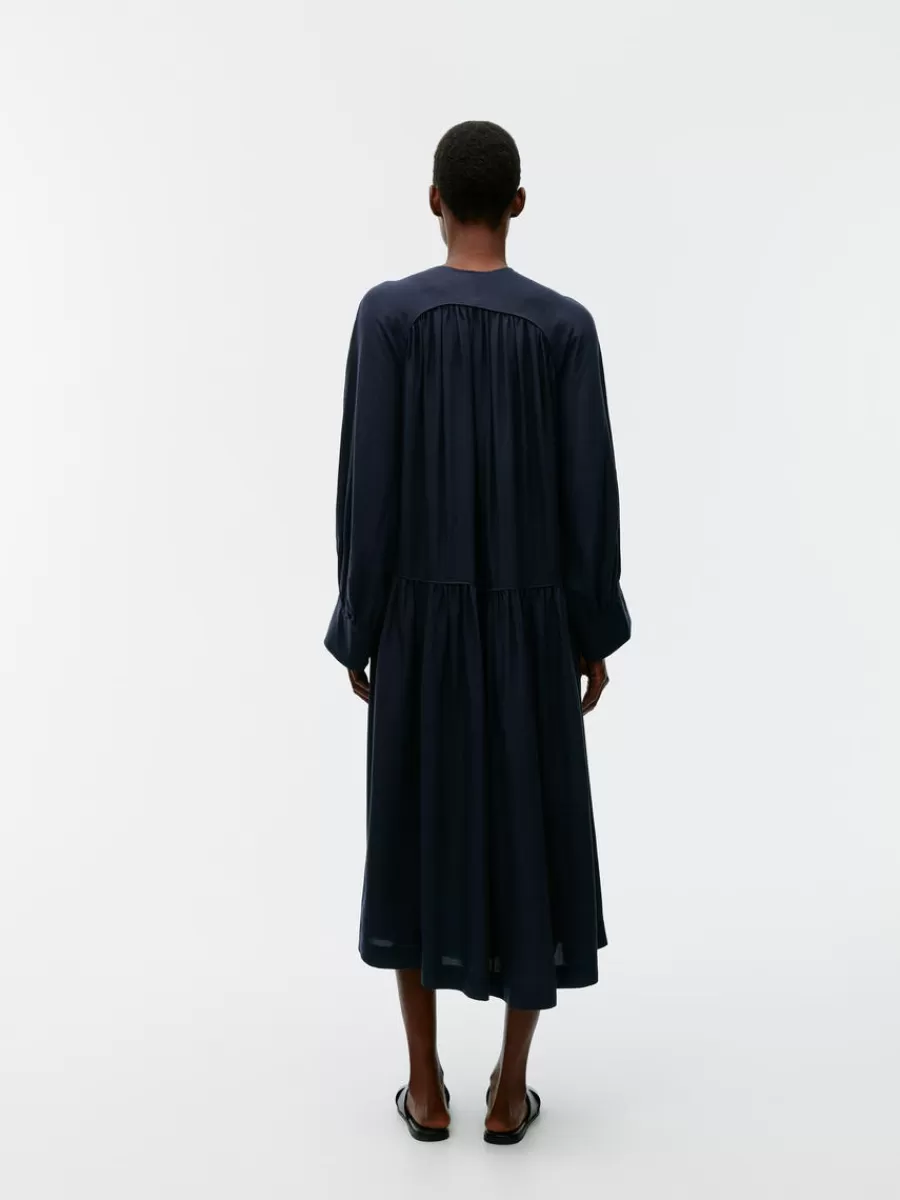 Fashion ARKET Lyocell-Linen Maxi Dress Dark Blue