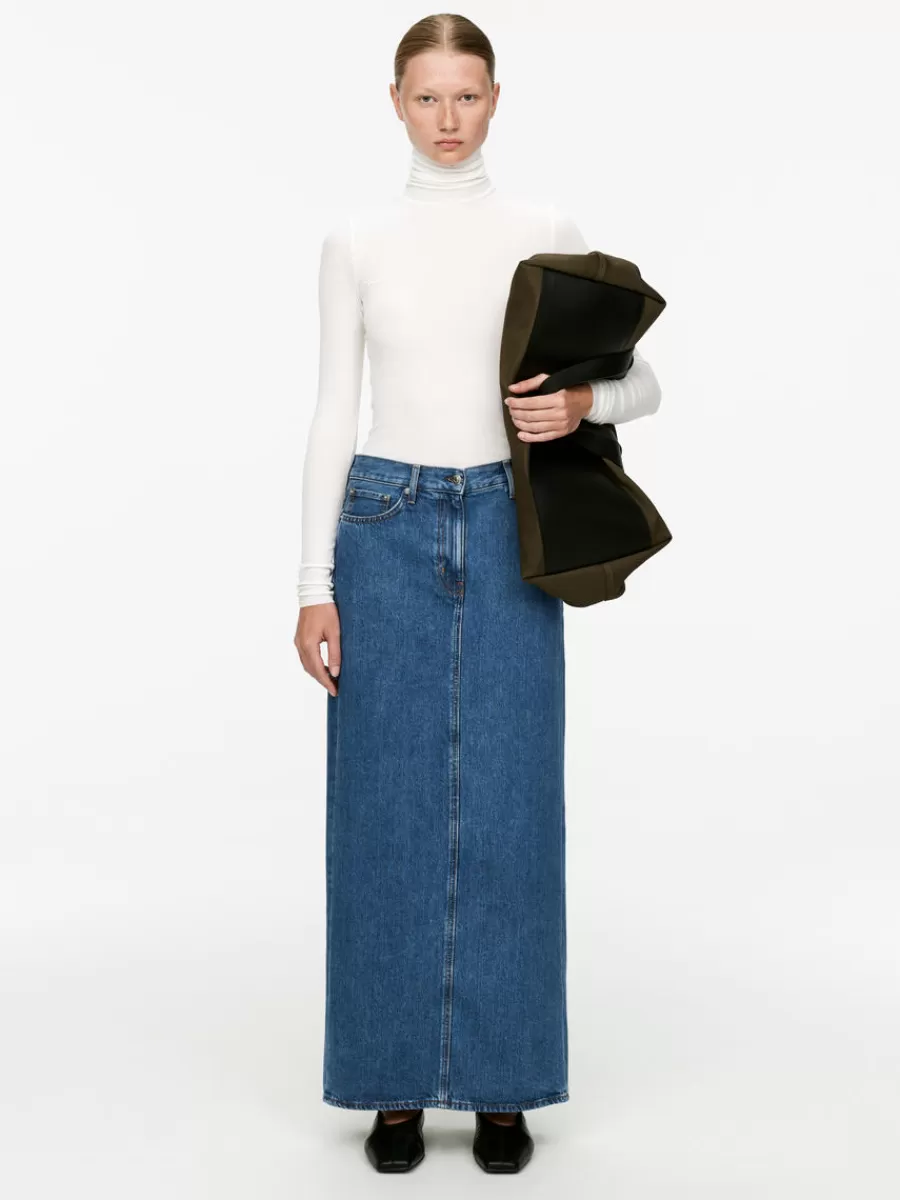 Discount ARKET Maxi Denim Skirt Blue