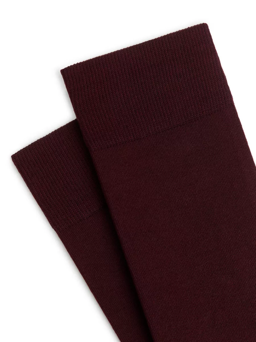 New ARKET Mercerised Cotton Socks Plain Burgundy