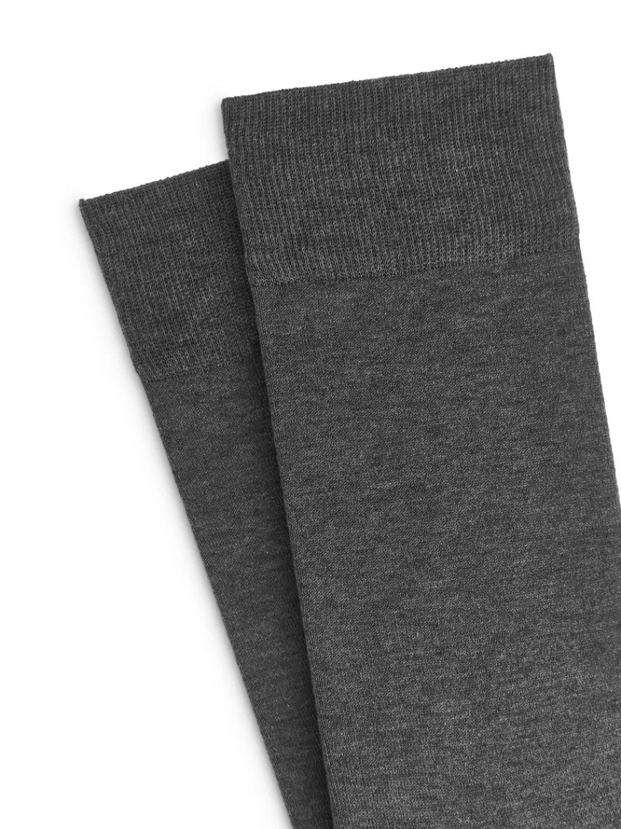 Online ARKET Mercerised Cotton Socks Plain Grey Melange