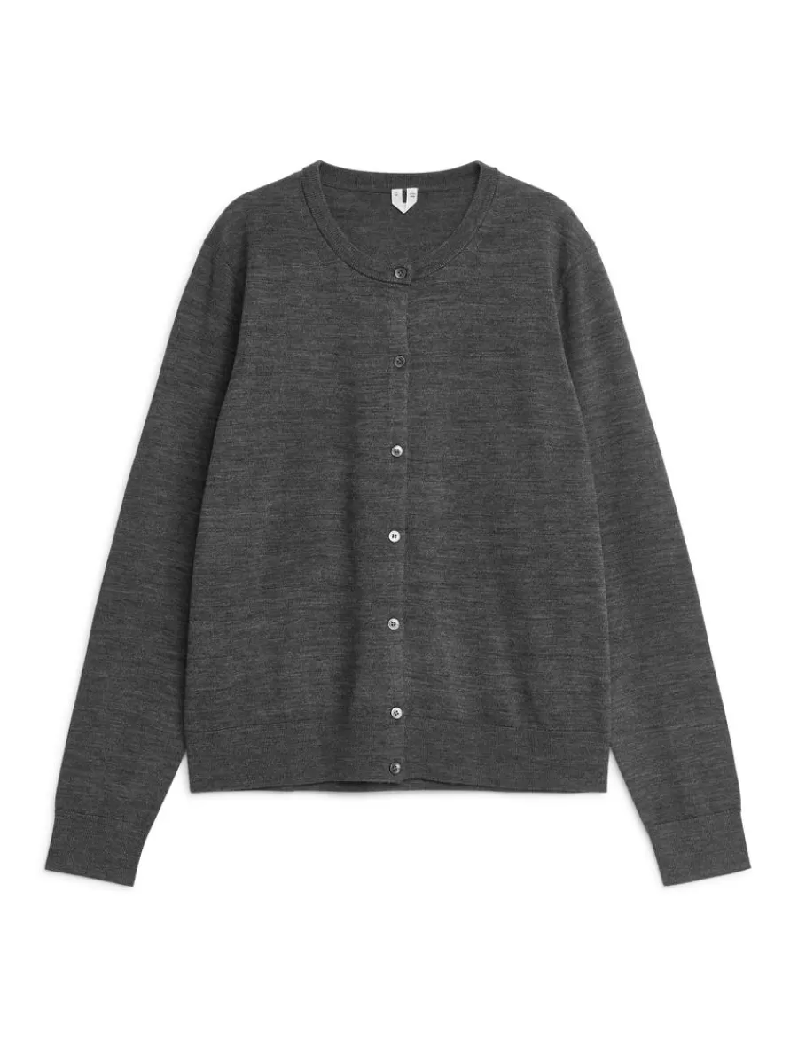 Best Sale ARKET Merino Cardigan Grey Melange