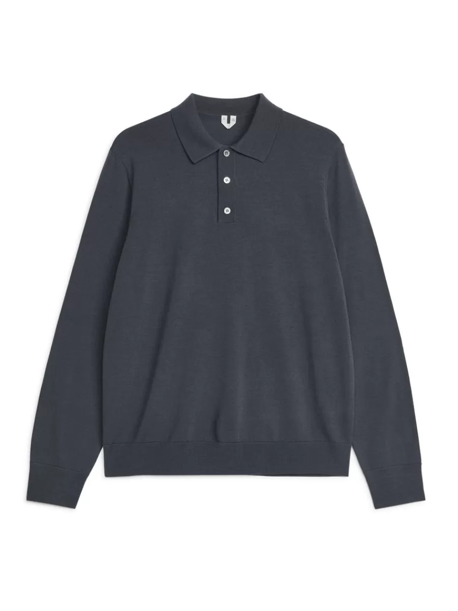 Store ARKET Merino Polo Jumper Dark Grey
