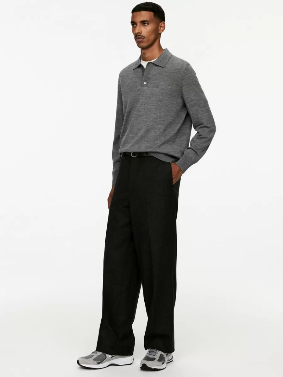 Cheap ARKET Merino Polo Jumper Grey Melange
