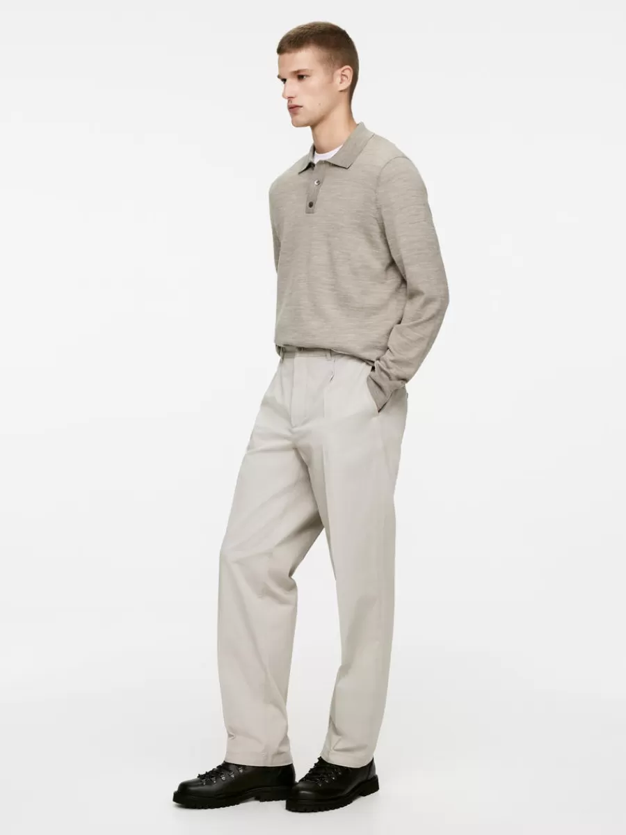 Cheap ARKET Merino Polo Jumper Beige Melange
