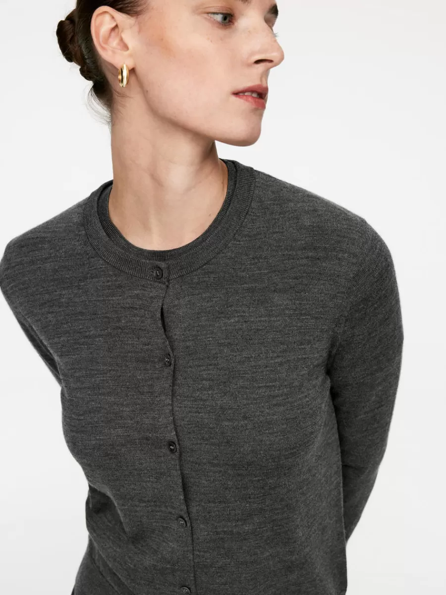 Outlet ARKET Merino Wool Cardigan Grey