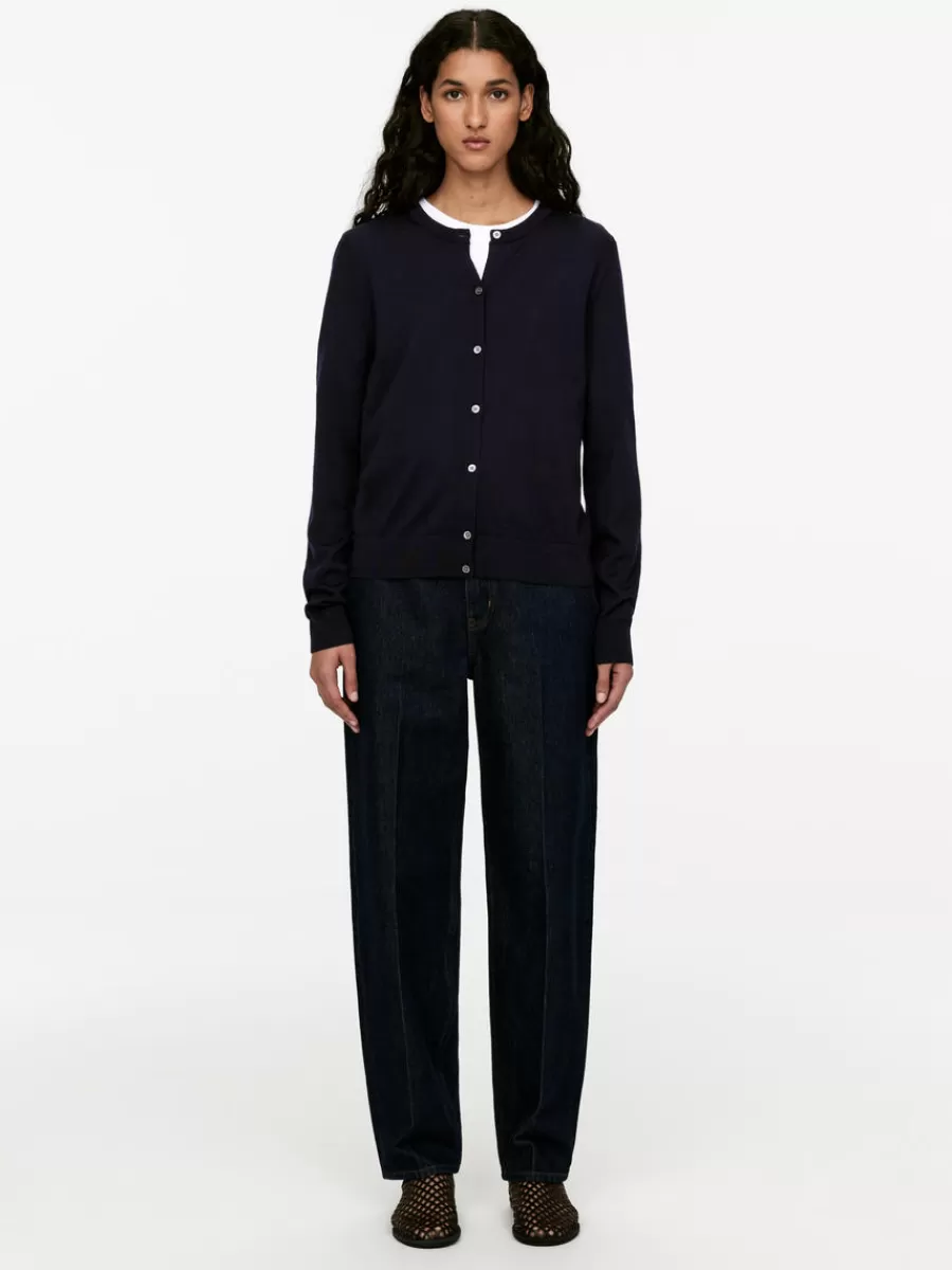 Cheap ARKET Merino Wool Cardigan Dark Blue