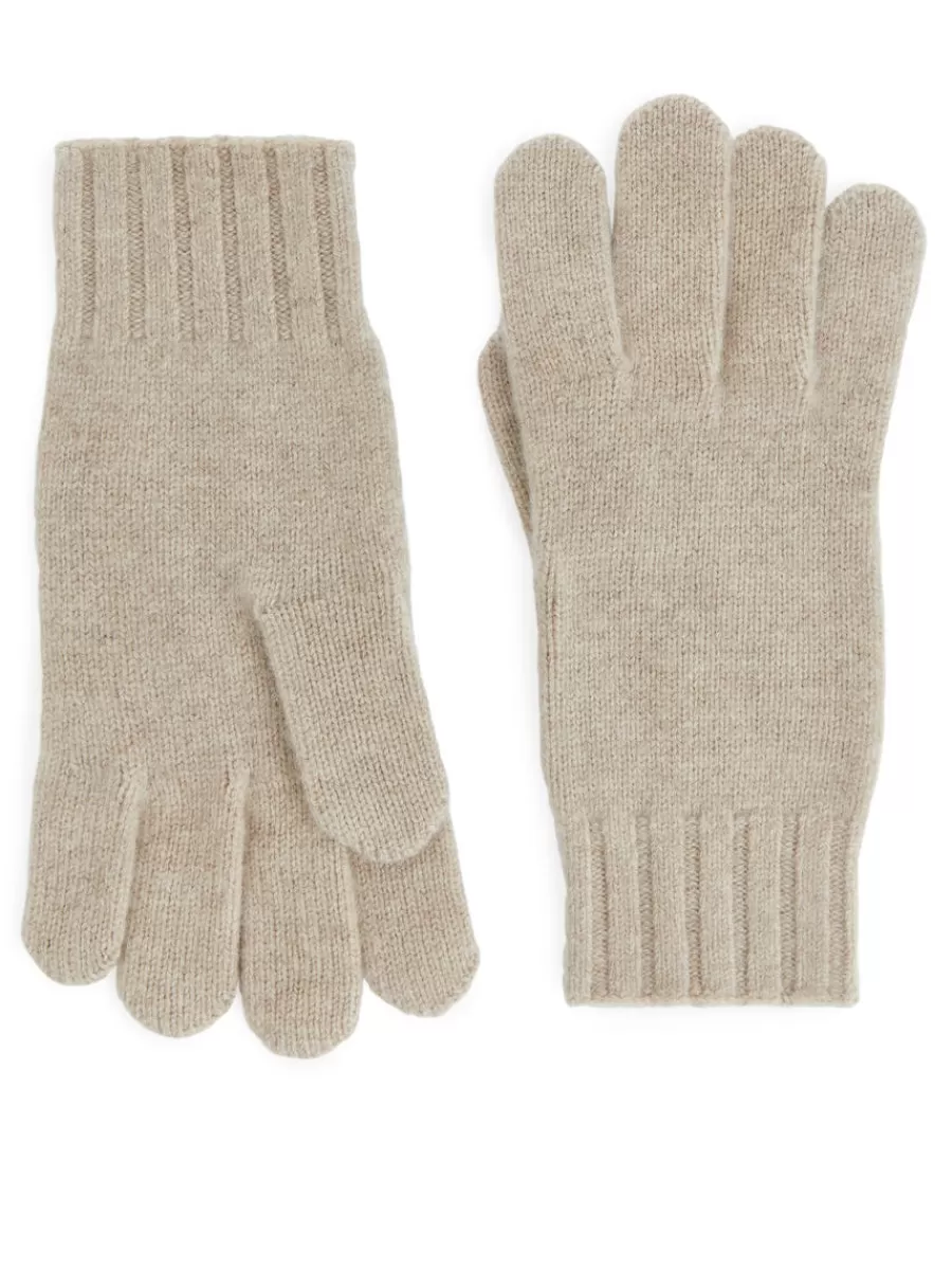 New ARKET Merino-Blend Gloves Oat Melange