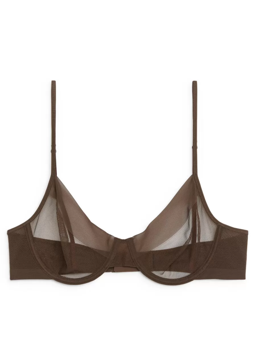 Fashion ARKET Mesh Wire Bra Dark Brown