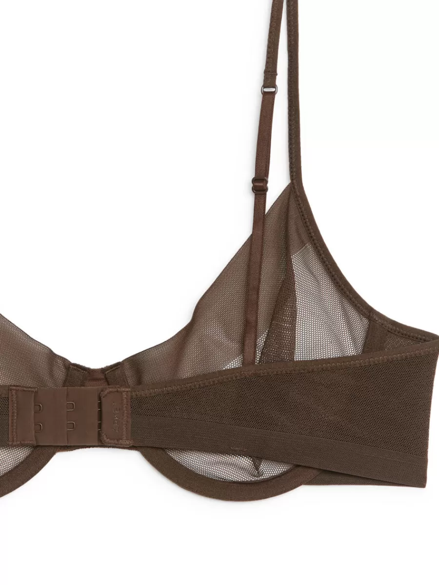 Fashion ARKET Mesh Wire Bra Dark Brown