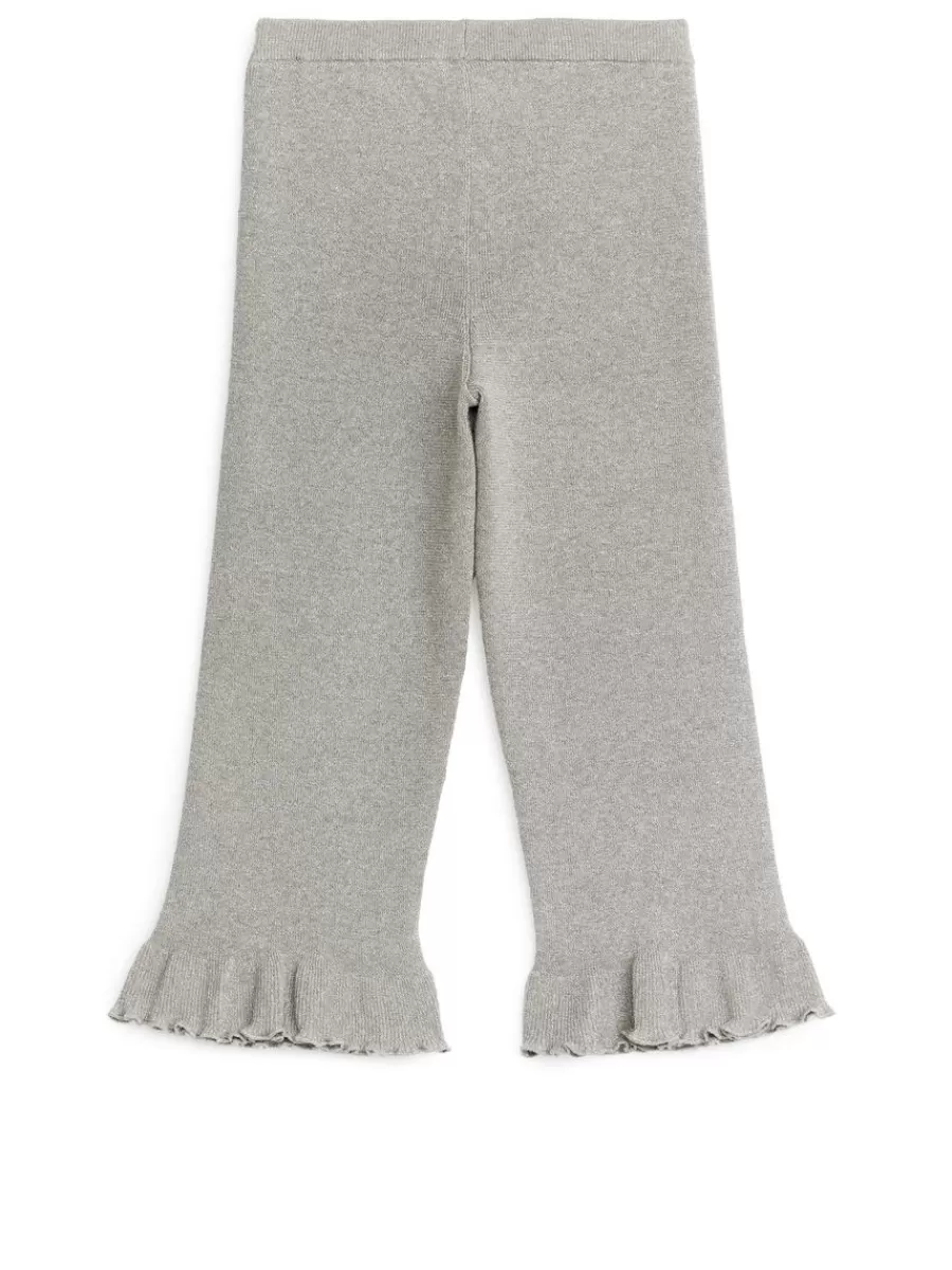 New ARKET Metallic Frill Trousers Grey