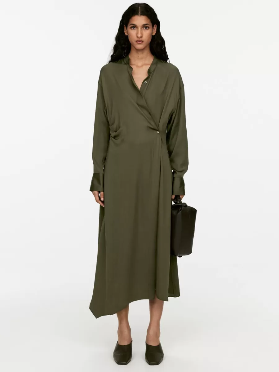 Best ARKET Midi Drape Dress Khaki Green