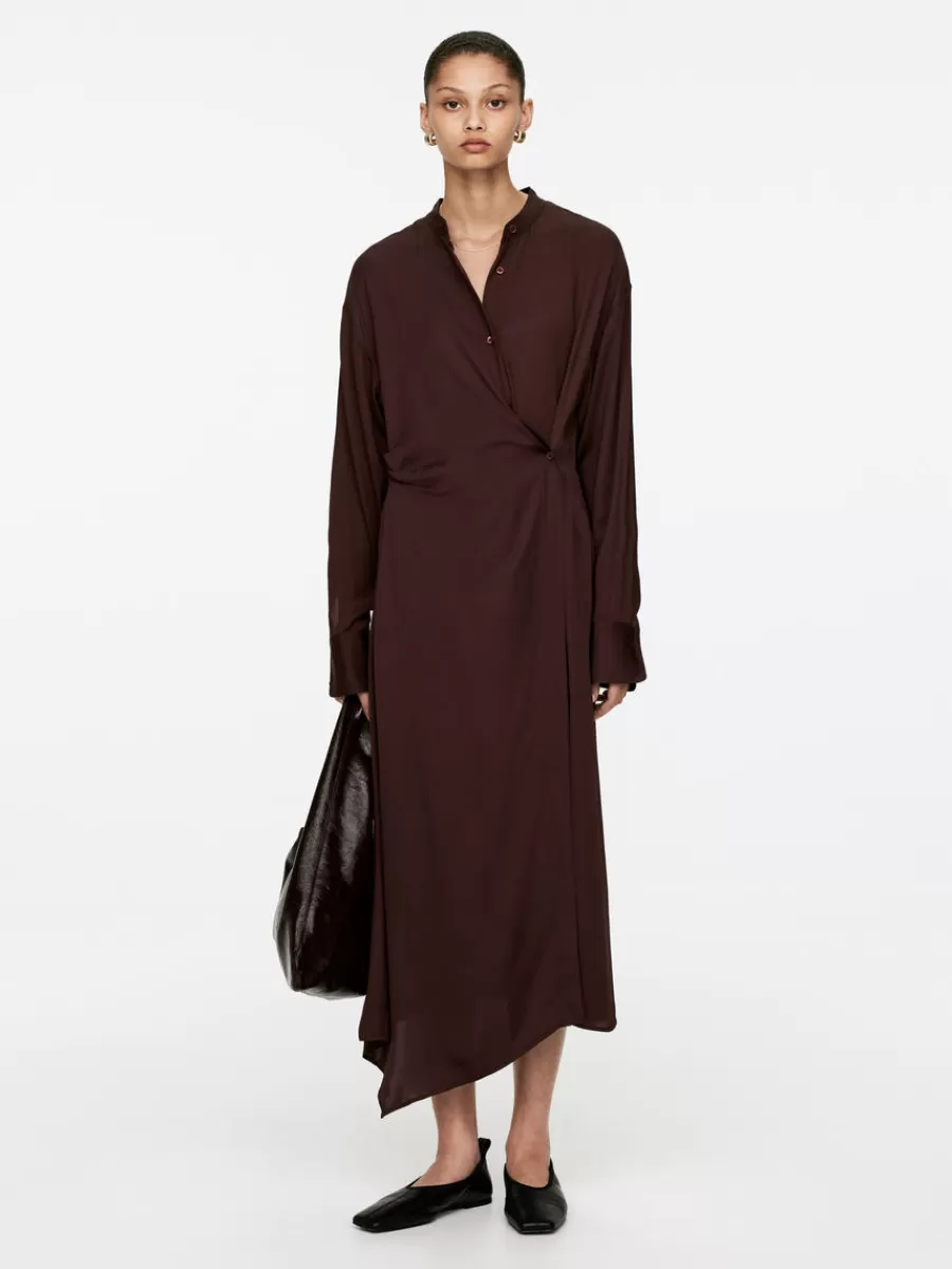 Clearance ARKET Midi Drape Dress Burgundy