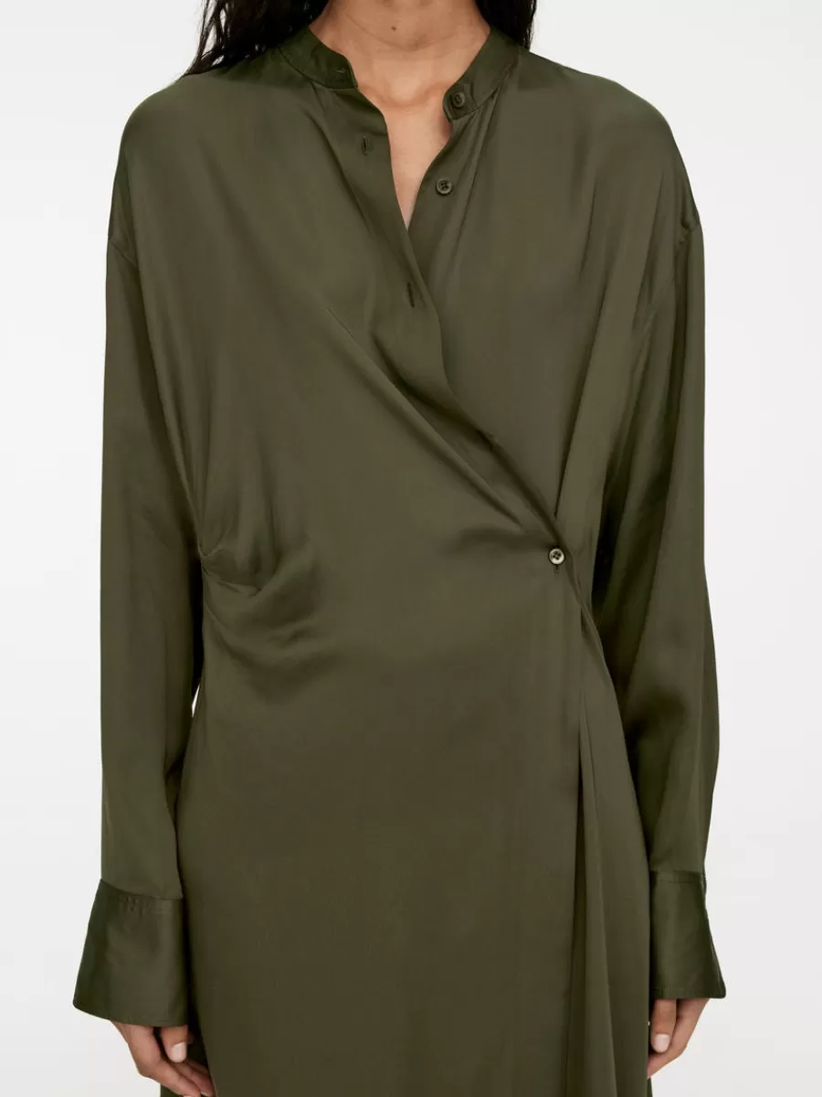 Best ARKET Midi Drape Dress Khaki Green