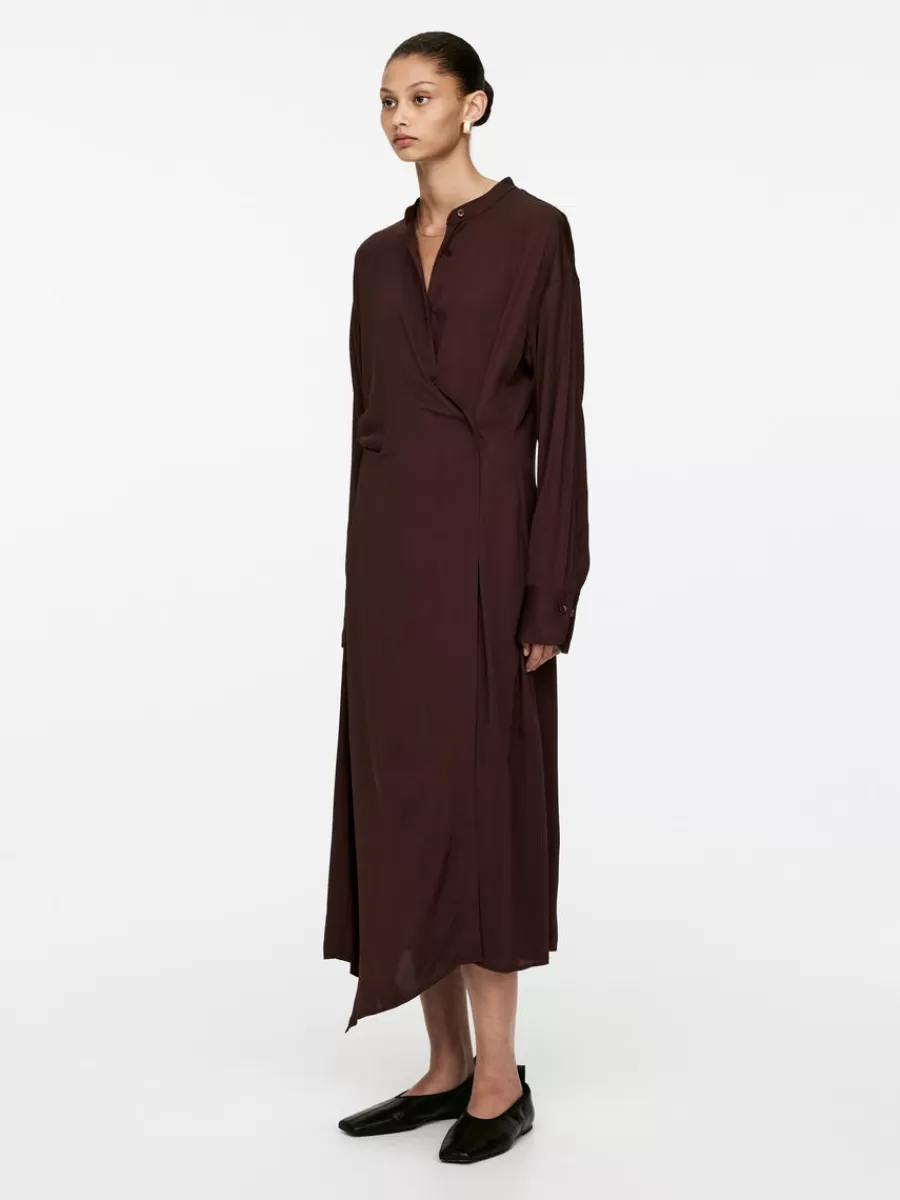 Clearance ARKET Midi Drape Dress Burgundy