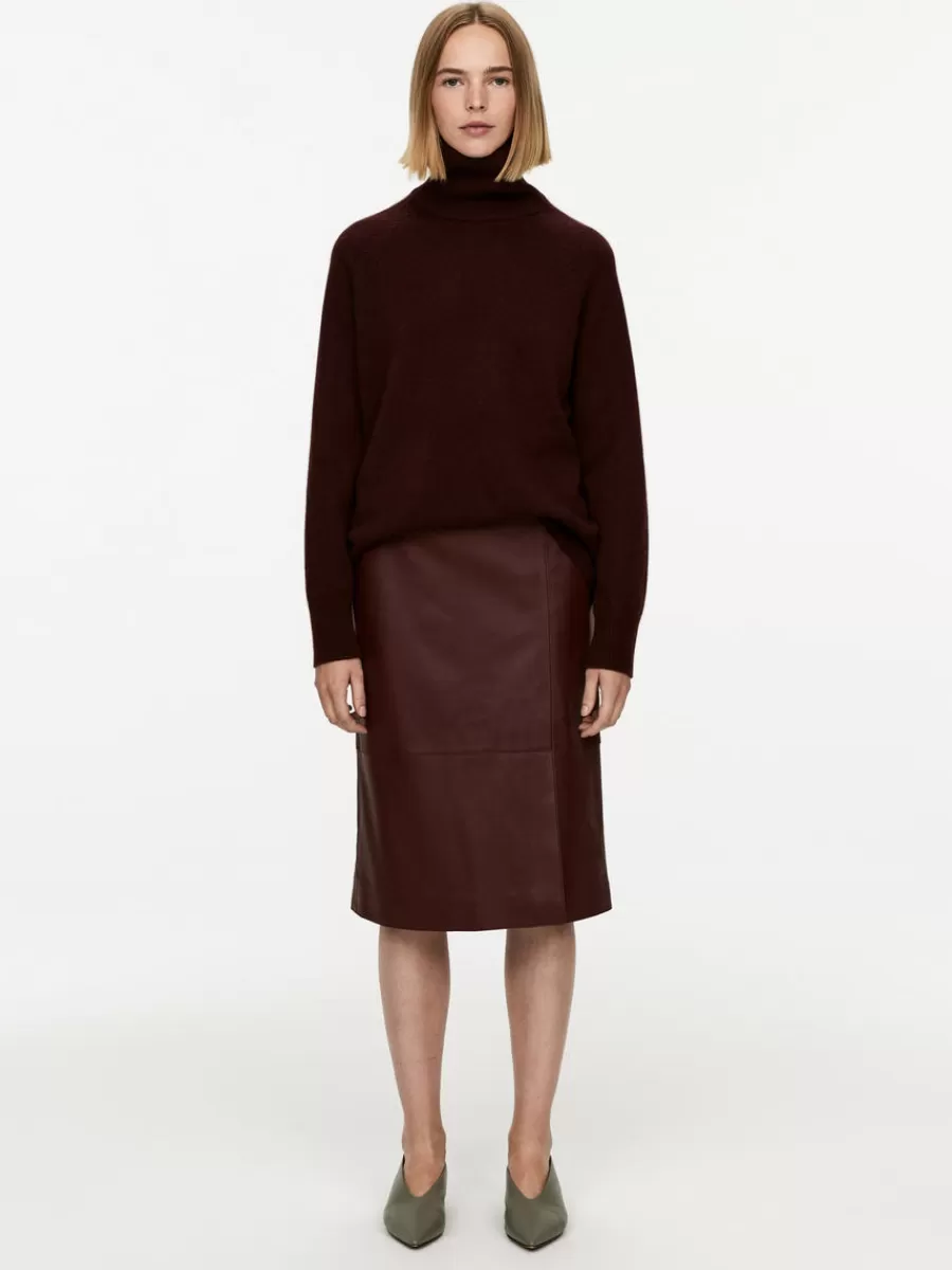 Shop ARKET Midi Leather Skirt Dark Red