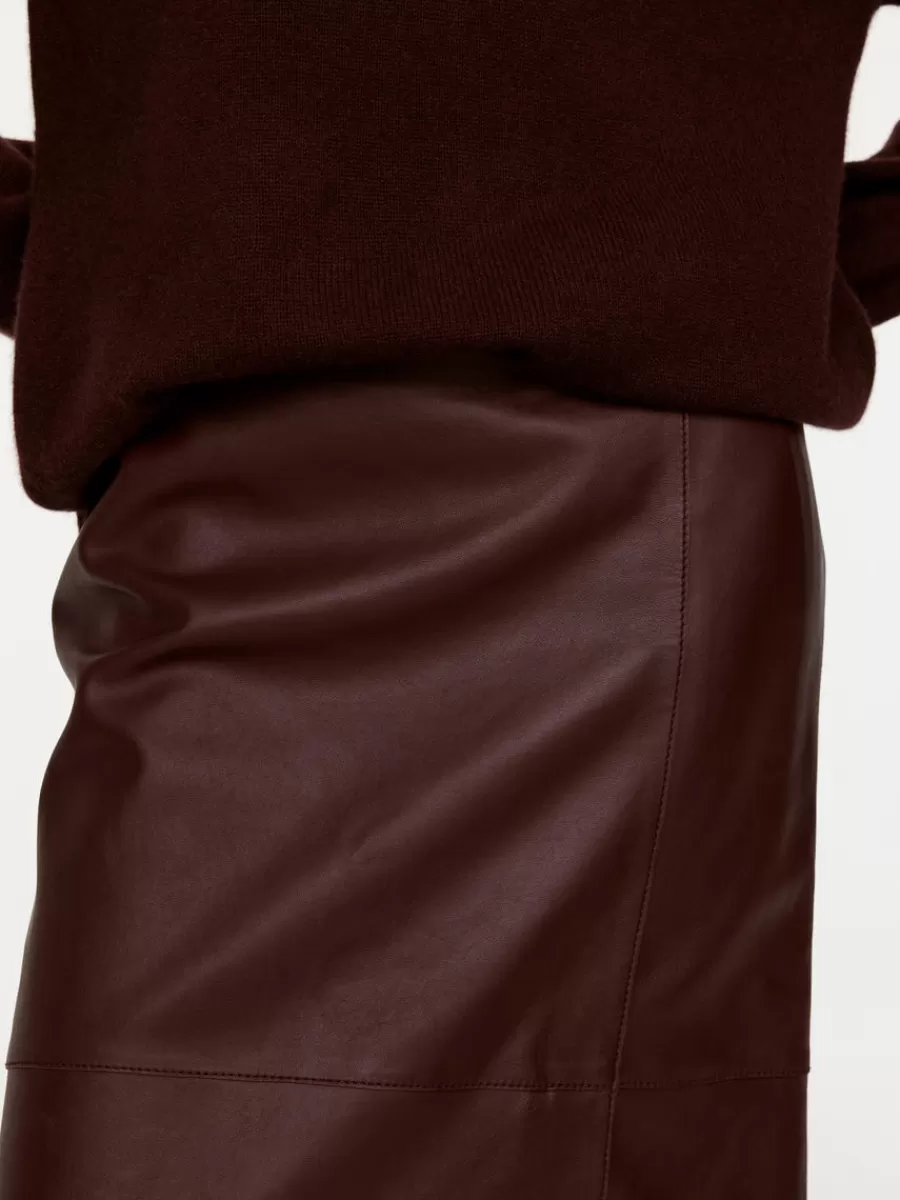 Shop ARKET Midi Leather Skirt Dark Red