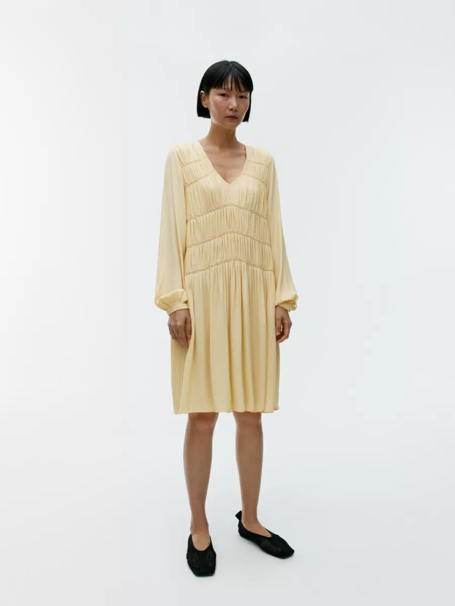Best Sale ARKET Midi Smock Dress Pale Yellow