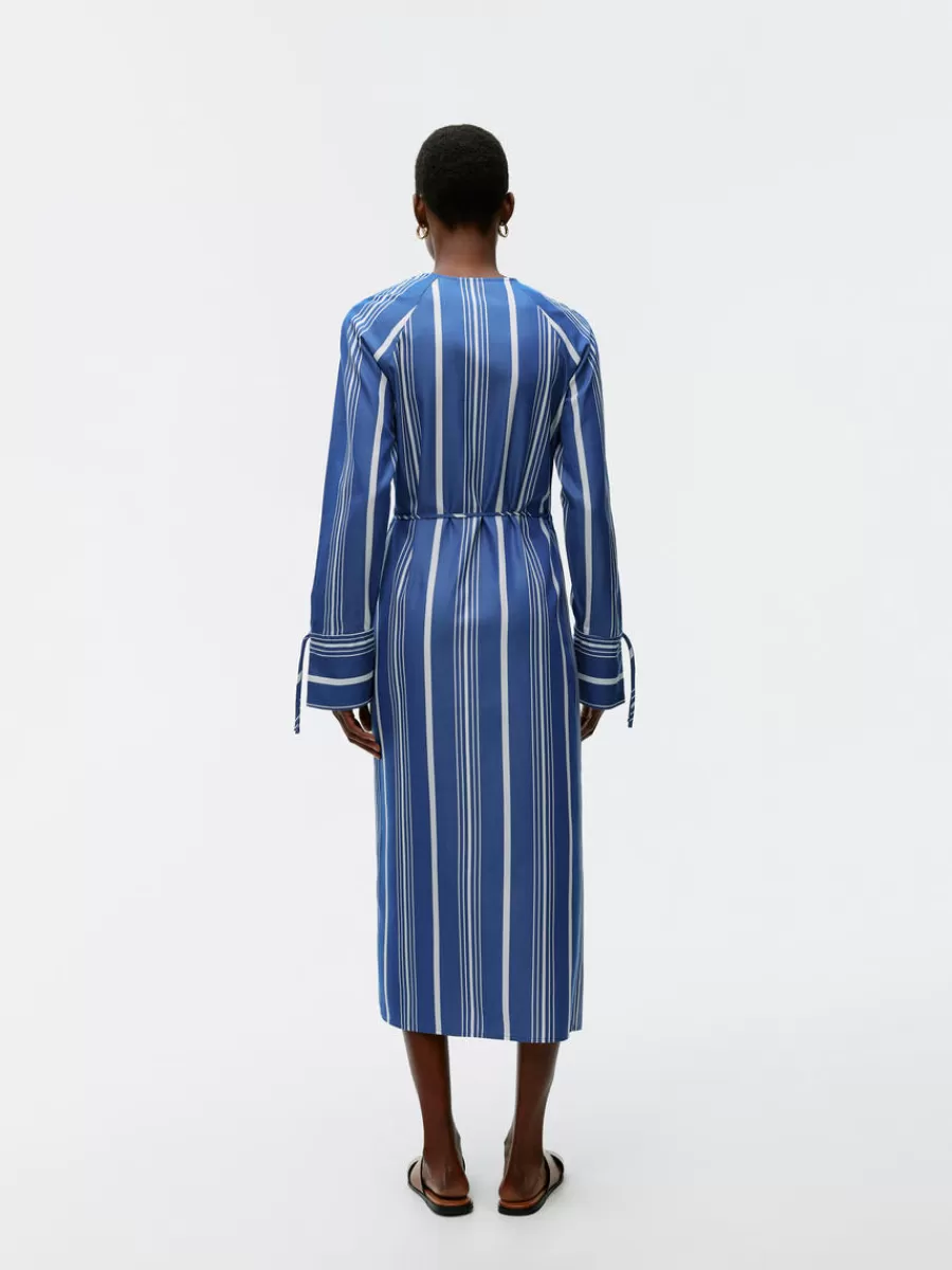 Store ARKET Midi Wrap Dress Blue/White