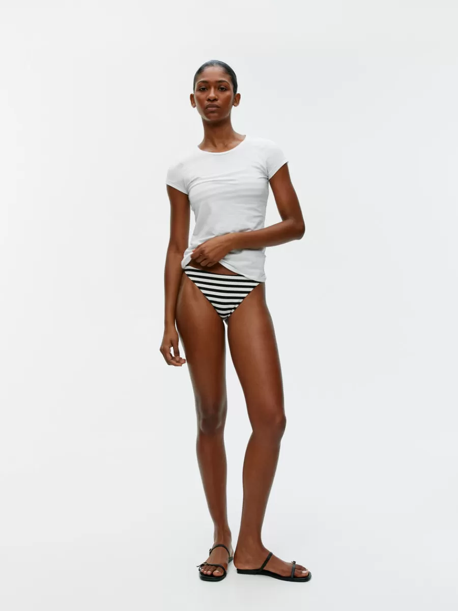 Sale ARKET Mid-Waist Bikini Bottom Black/White