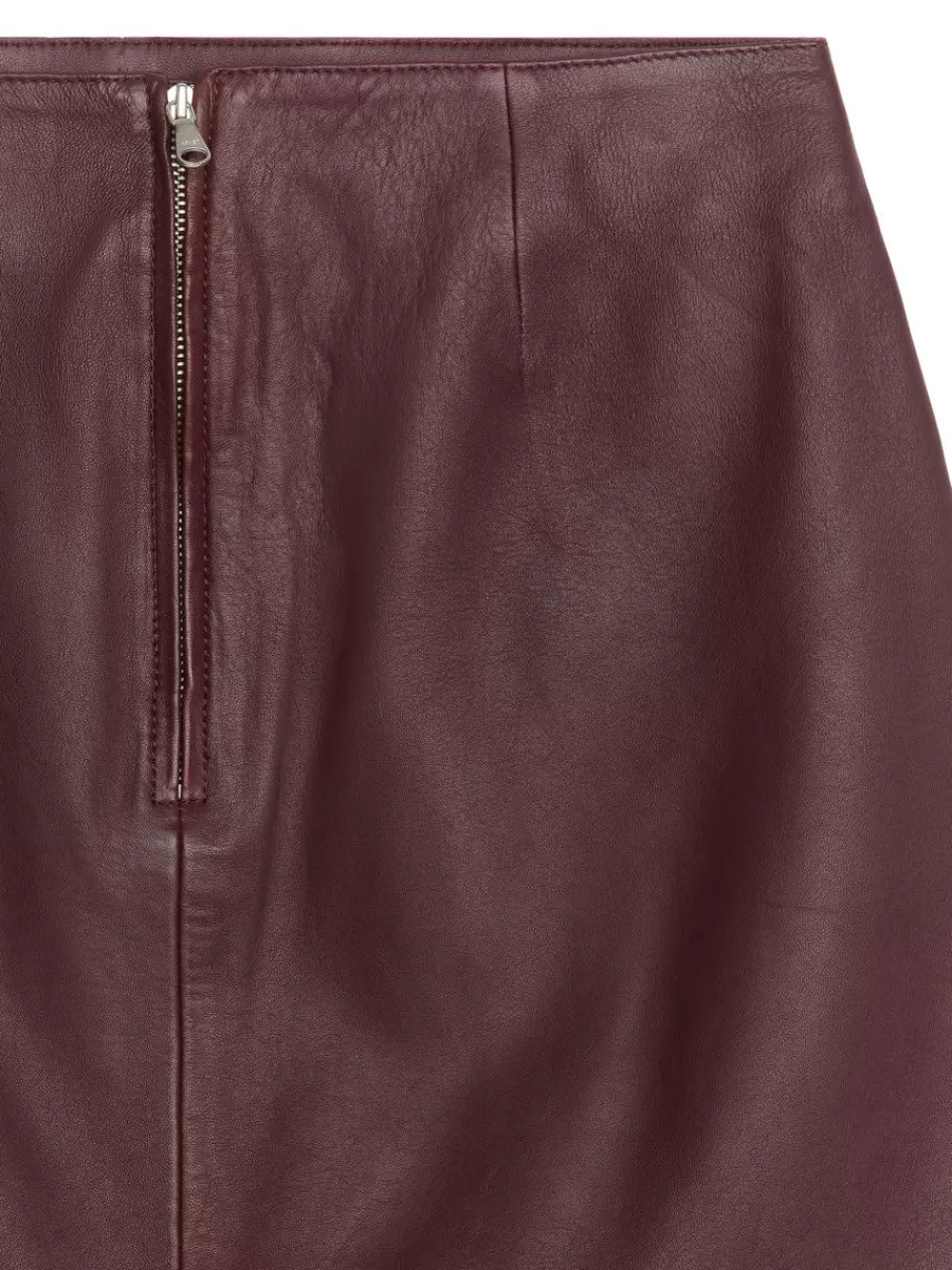 Sale ARKET Mini Leather Skirt Dark Red