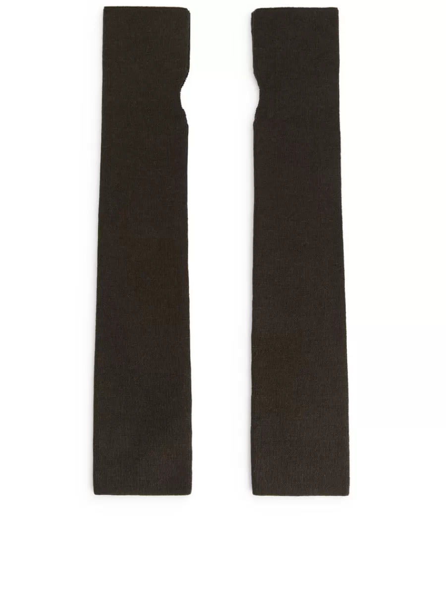 Best ARKET Nativa Fingerless Wool Gloves Dark Brown