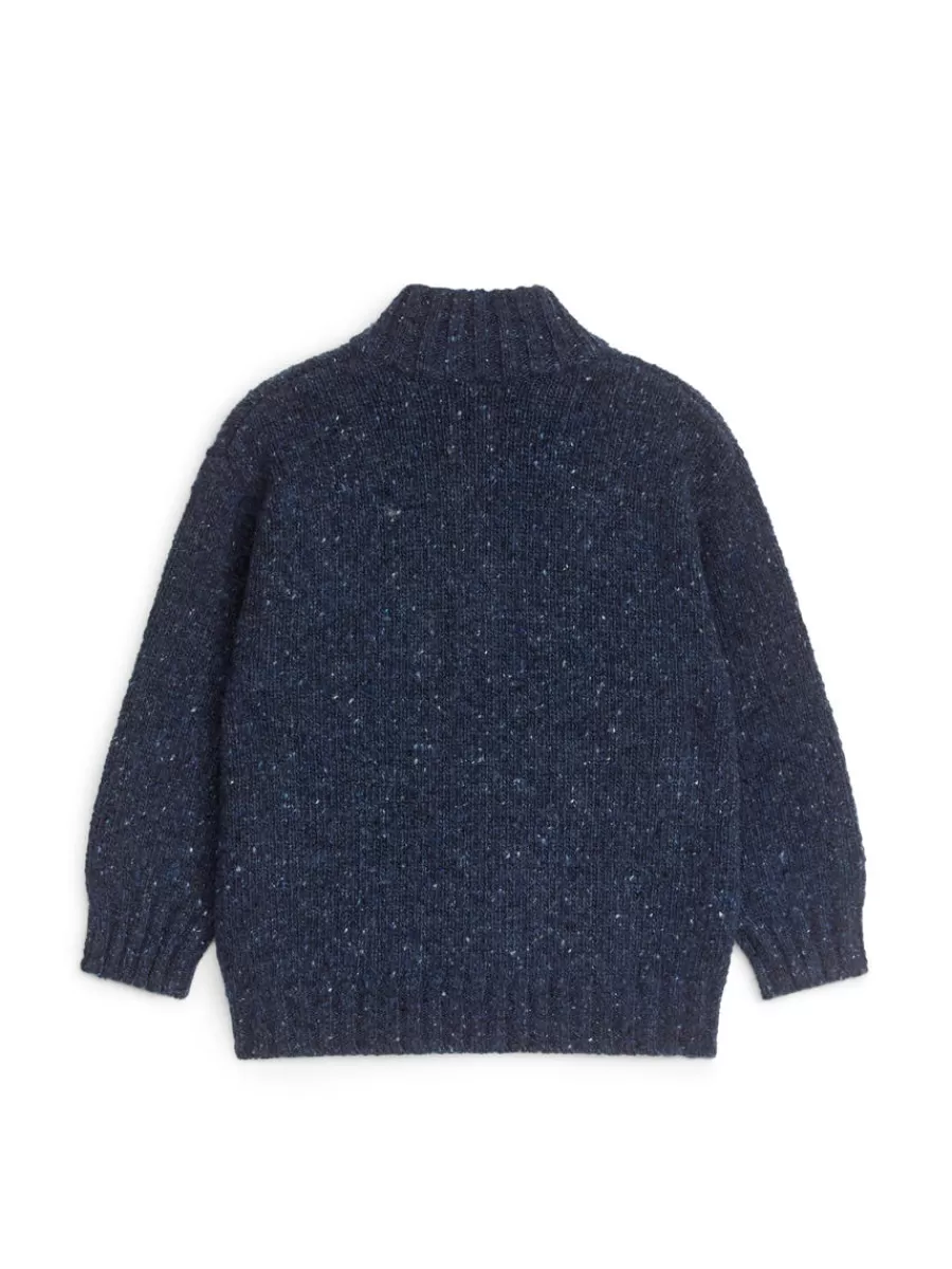Best Sale ARKET Neps Half-Zip Jumper Dark Blue Melange