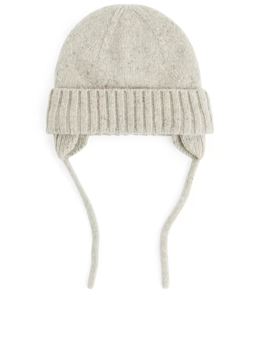 Shop ARKET Neps Wool-Blend Earflap Beanie Off White