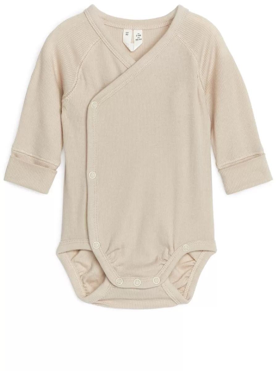 Best ARKET Newborn Smooth Rib Bodysuit Beige