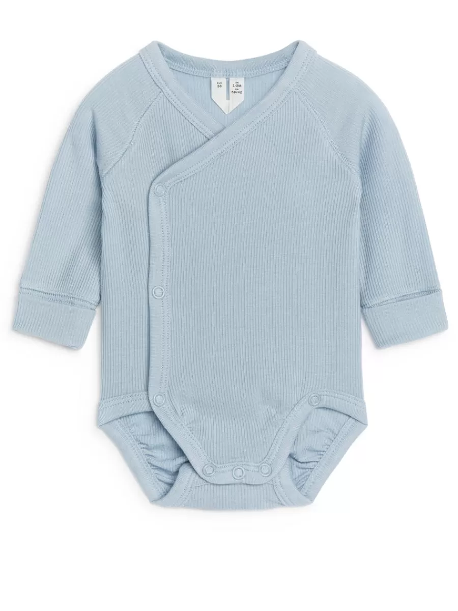 Discount ARKET Newborn Smooth Rib Bodysuit Light Blue