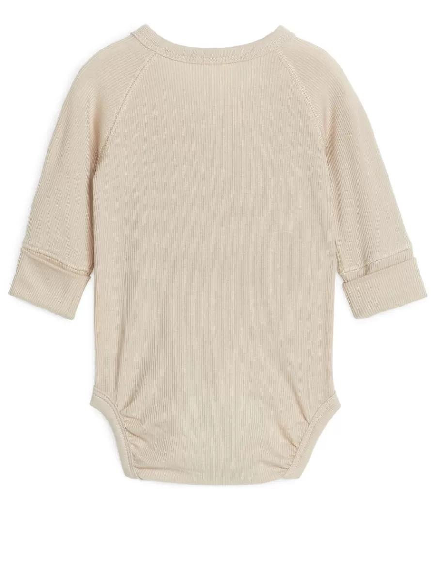 Best ARKET Newborn Smooth Rib Bodysuit Beige