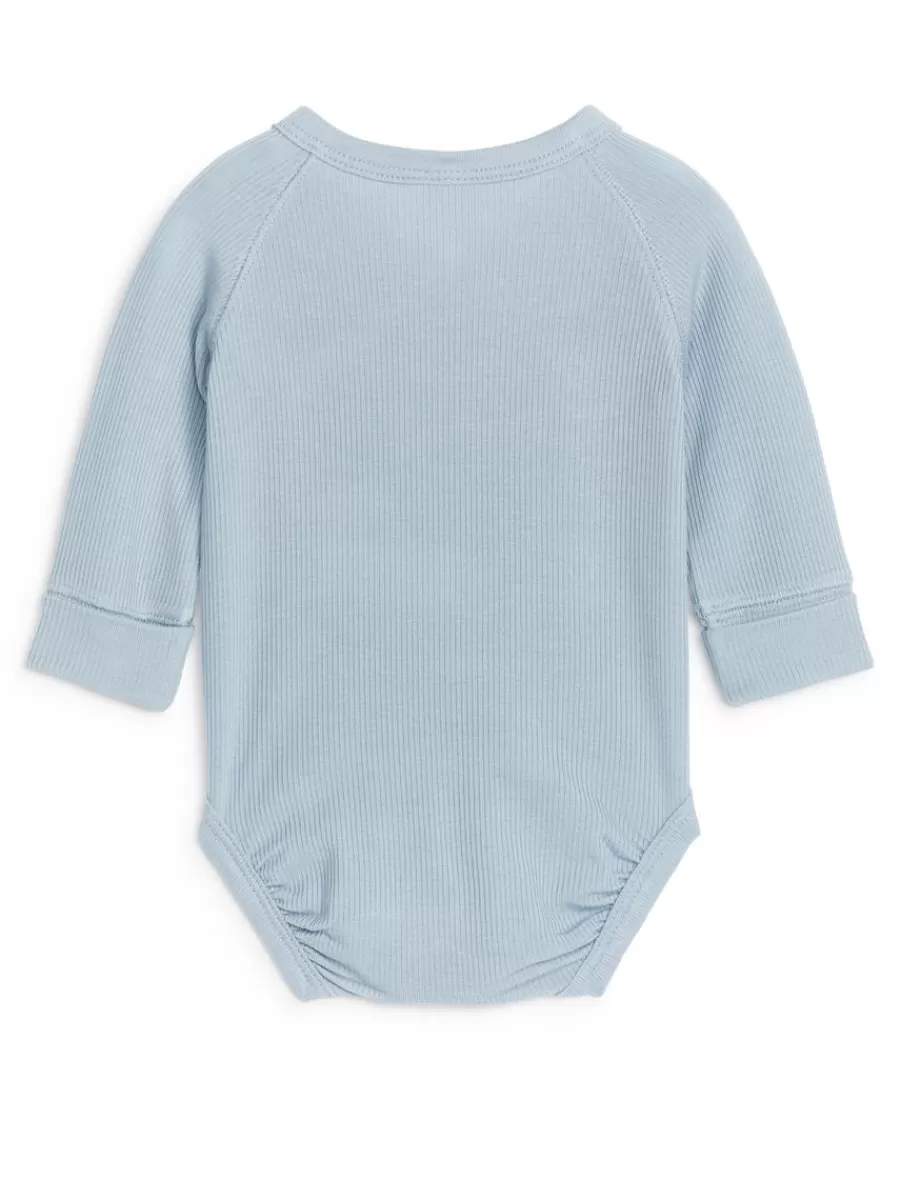 Discount ARKET Newborn Smooth Rib Bodysuit Light Blue
