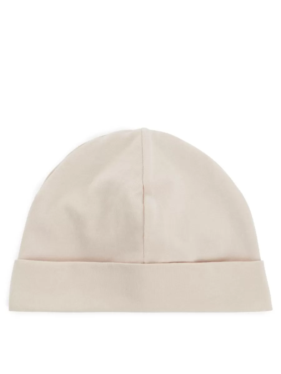 Fashion ARKET Newborn Soft Cotton Beanie Set Of 2 Beige/White
