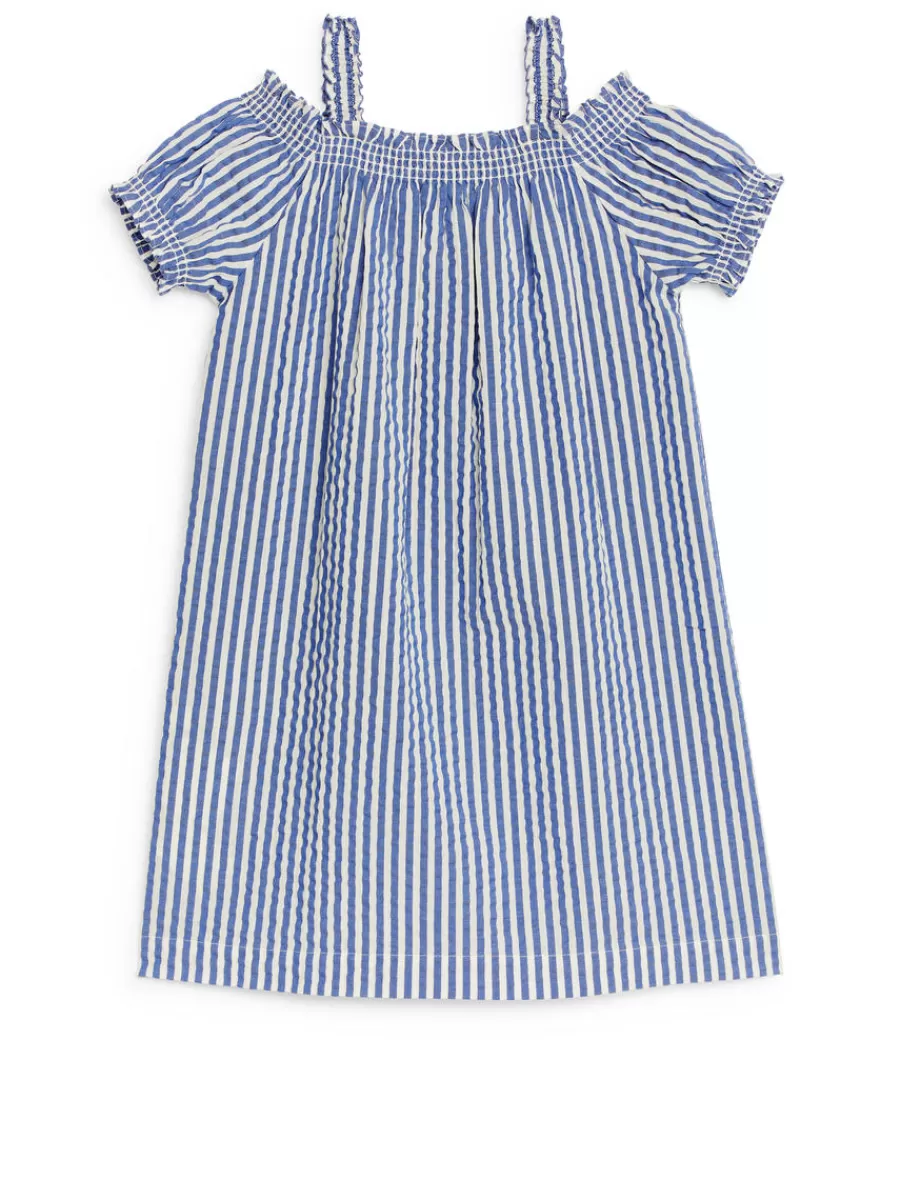 Clearance ARKET Off-Shoulder Dress Blue/White