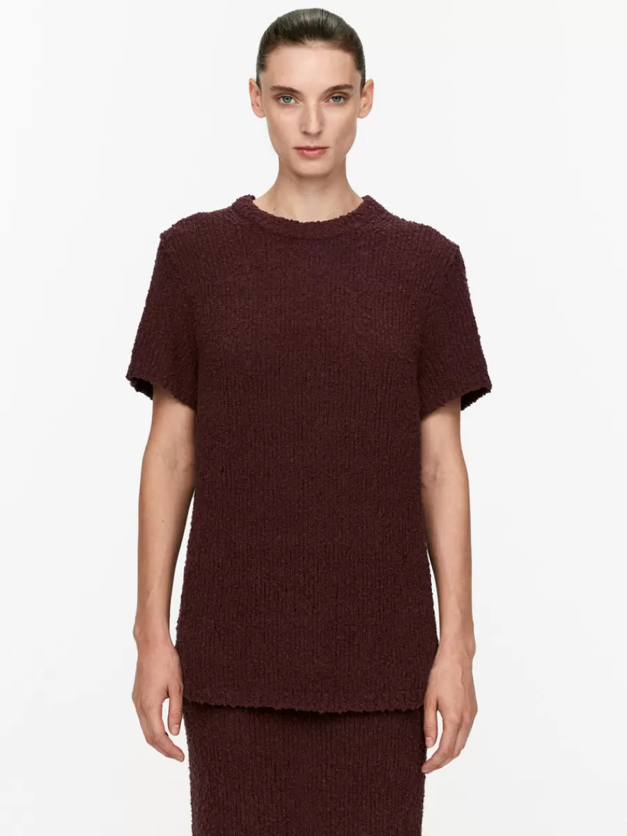 Best ARKET Open-Knit T-Shirt Burgundy