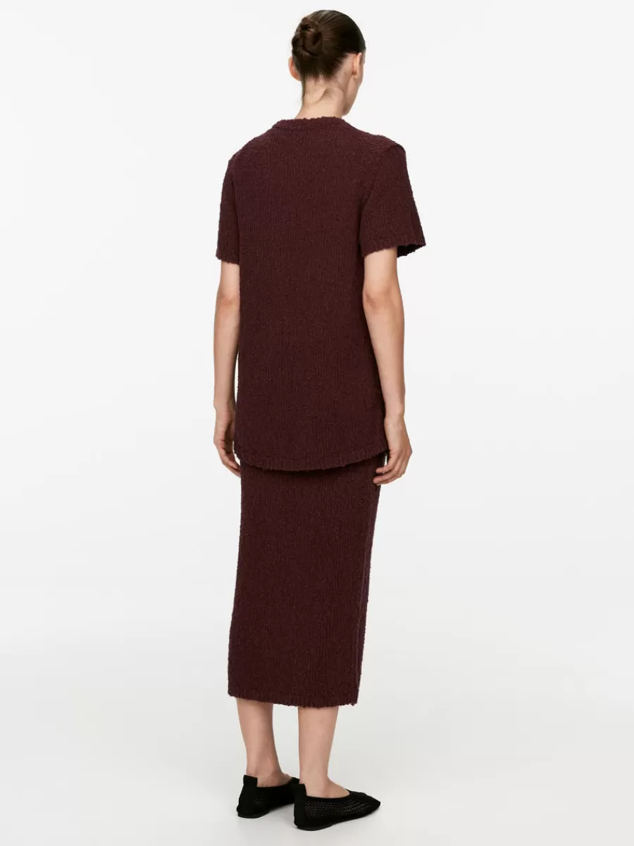 Best ARKET Open-Knit T-Shirt Burgundy