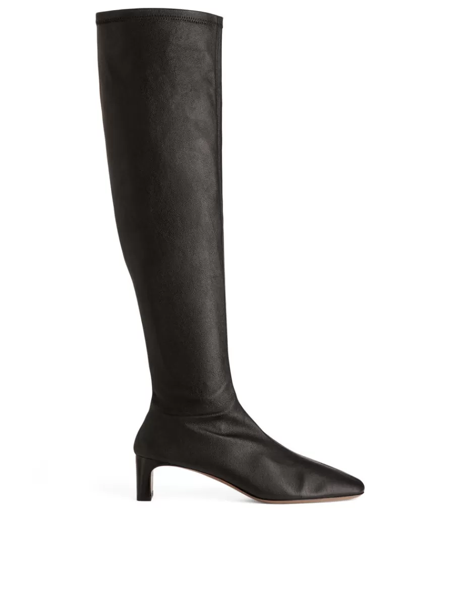 Cheap ARKET Over Knee Boots Dark Brown