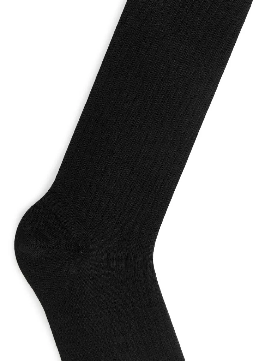 Hot ARKET Overknee Wool Socks Black