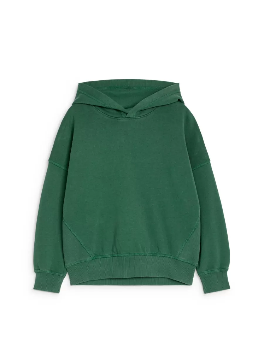 Shop ARKET Oversize Hooded Sweatshirt Dark Green