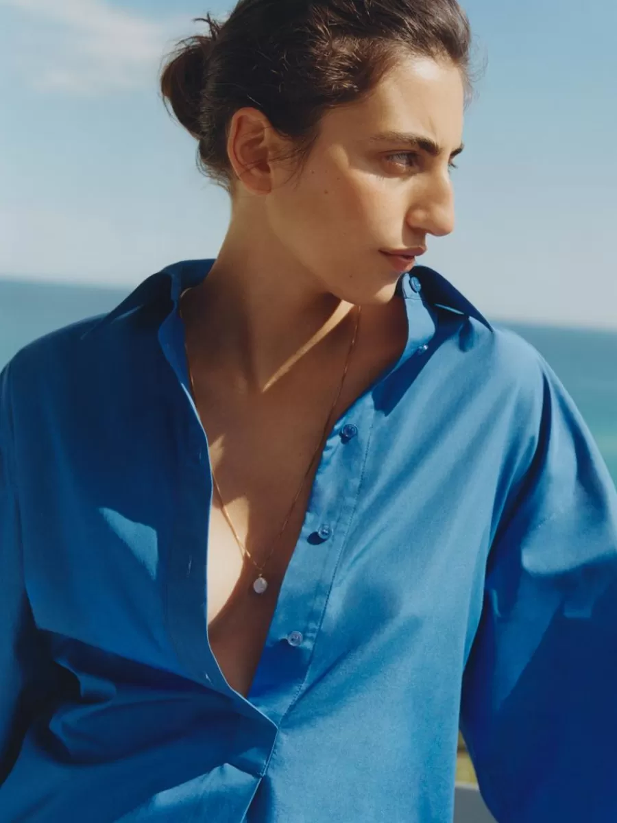 Discount ARKET Oversize Shirt Dress Blue