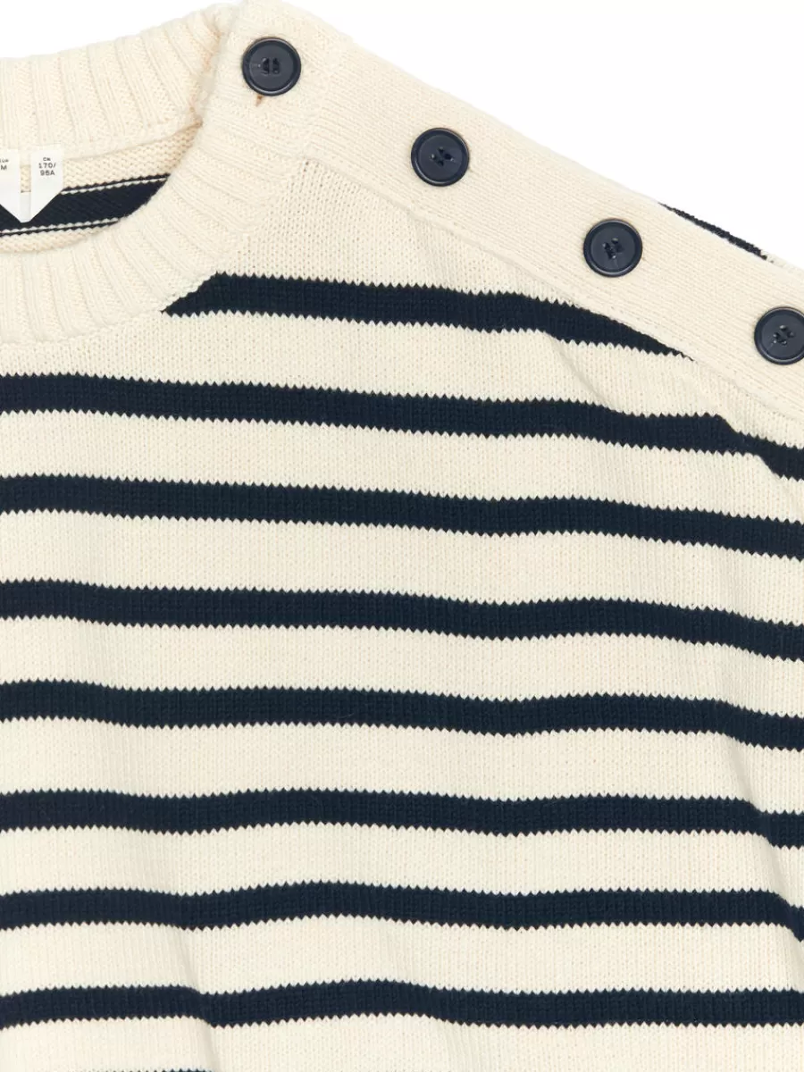 Fashion ARKET Oversized Cotton Jumper Off White/Black